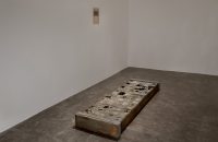 Majid Biglari, Untitled, from “The Experience of Dishevelment” series, mixed media (steel, cardboard, paraffin, wood, cement, concrete, etc.), 56 x 172 x 15 cm, 2017