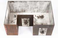 Majid Biglari, “After Dining Room. Stillness”, from “Soot, Fog, Soil” series, mixed media, (rusted iron, color, color ink, paraffin, etc.), 60 x 40 x 25 cm, unique edition, 2021